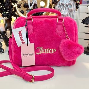 NEW Juicy Couture Free Love Hot Pink Fluffy Satchel 💖